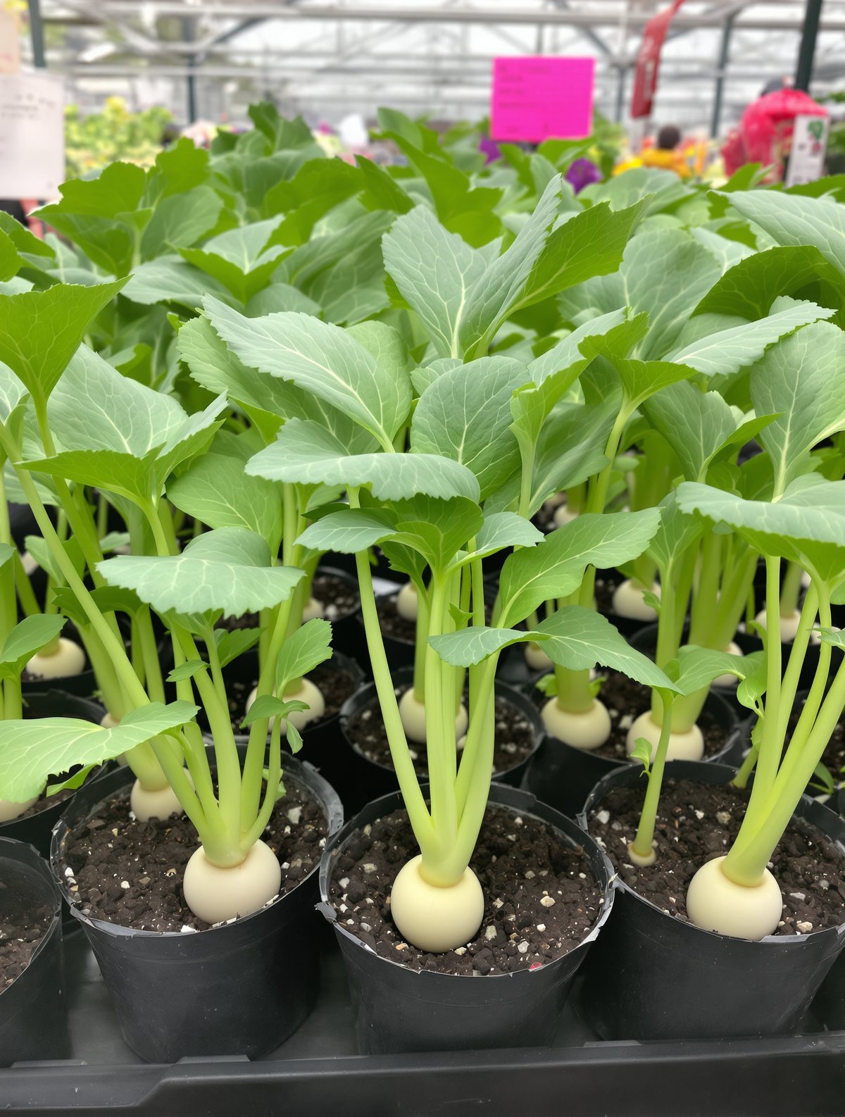 Kohlrabi-Jungpflanzen in Sorten
