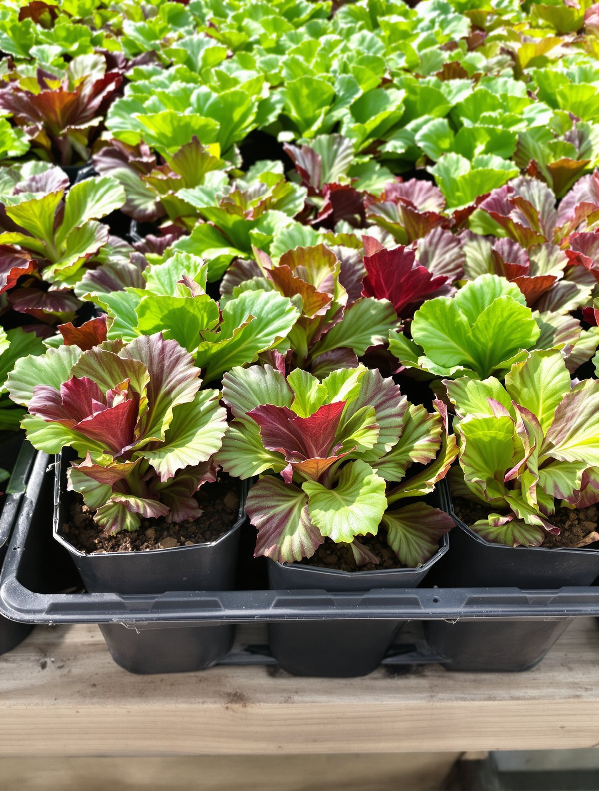 Pflücksalat-Jungpflanzen in Sorten